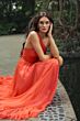 Mac Duggal 68476 Ruffle Hem A-Line Side Cutout Tangerine Dress