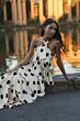 Mac Duggal 27540 Cross Halter Polka Dot Tiered Dress