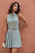 Mac Duggal 27766 Pleated Skirt Buckle Belt A-Line Dress
