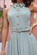 Mac Duggal 27766 Pleated Skirt Buckle Belt A-Line Dress