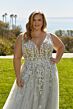 Mori Lee 3392 Lynette Sheer Top Plunging Neck Plus Size Wedding Dress