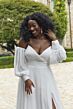 Mori Lee 3419 Nadia Drape Bodice V-Neck Plus Size Bridal Dress