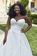Mori Lee 3422 Nora Basque Waist Pleated Skirt Plus Size Bridal Gown