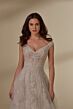 Mori Lee 4136 Marcella High Slit Off The Shoulder Wedding Gown