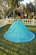 Mori Lee 89425 3D Flowers Off The Shoulder Quince Gown