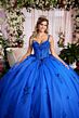 Mori Lee 89504 Puff Sleeve Basque Waist Floral Applique Dress