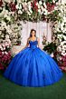Mori Lee 89504 Puff Sleeve Basque Waist Floral Applique Dress