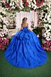 Mori Lee 89504 Puff Sleeve Basque Waist Floral Applique Dress