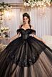 Mori Lee 89513 Illusion Side Back Bow Streamer Cold-Shoulder Dress