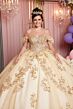 Mori Lee 89520 Petal Train Off-The-Shoulder Pannier Skirt Dress