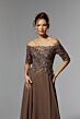 Mori Lee MGNY 72907 Illusion Sleeve High Slit Dress
