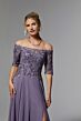 Mori Lee MGNY 72907 Illusion Sleeve High Slit Dress