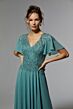 Mori Lee MGNY 72908 V-Neck Flutter Sleeve Dress