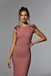 Mori Lee MGNY 72920 Bateau Neck Floral Cap Sleeve Dress