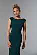 Mori Lee MGNY 72920 Bateau Neck Floral Cap Sleeve Dress