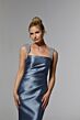 Mori Lee MGNY 72925 Satin Square Neck Draped Bodice Dress
