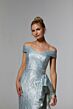 Mori Lee MGNY 72926 Off-The-Shoulder Neck Metallic Dress