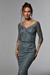 Mori Lee MGNY 72933 Sparkly Illusion Three-Quarter Sleeve Dress