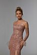 Mori Lee MGNY 72934 Strapless Straight Neck High Slit Dress