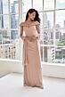 Mori Lee 73104 Notched Neck Ruched Waist Metallic Knit Dress