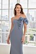 Mori Lee 73108 One-Shoulder Rosette Sleeve Dress