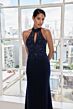 Mori Lee 73109 Halter Keyhole Beaded Bodice Dress