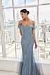 Mori Lee 73110 Sheer Overskirt Beaded Off The Shoulder Dress