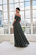Mori Lee 73113 Ruched Bodice Off-The-Shoulder Beaded Waist Dress
