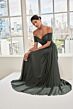 Mori Lee 73113 Ruched Bodice Off-The-Shoulder Beaded Waist Dress