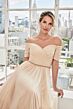 Mori Lee 73113 Ruched Bodice Off-The-Shoulder Beaded Waist Dress