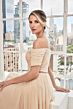 Mori Lee 73113 Ruched Bodice Off-The-Shoulder Beaded Waist Dress