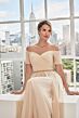 Mori Lee 73113 Ruched Bodice Off-The-Shoulder Beaded Waist Dress