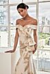 Mori Lee 73115 Off-The-Shoulder Brocade Side Drape Dress