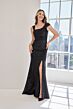 Mori Lee 73118 High Slit Asymmetric Neck Brocade Dress
