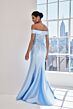 Mori Lee 73119 Notched Neck Beaded Bodice Trumpet Satin Dress