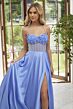 Mori Lee 49104 Floral Neckline Sheer Corset Dress