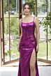 Mori Lee 49105 Slit Skirt Corset Top Metallic Dress