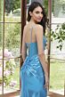 Mori Lee 49105 Slit Skirt Corset Top Metallic Dress