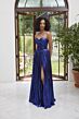 Mori Lee 49112 Basque Waist Pleated Skirt Metallic Dress