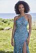 Mori Lee 49125 Halter Strap Floral Sequin Dress