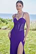 Mori Lee 49127 Lace Corset High Slit Dress