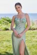 Mori Lee 49132 Embroidered Corset High Slit Dress
