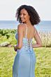 Mori Lee 49132 Embroidered Corset High Slit Dress
