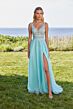Mori Lee 49133 Embroidered Bodice Plunging Neck Dress