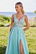 Mori Lee 49133 Embroidered Bodice Plunging Neck Dress