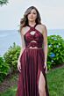 Mori Lee 49143 Floral Top Halter Neck Metallic Dress