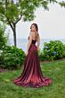 Mori Lee 49143 Floral Top Halter Neck Metallic Dress