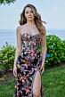 Mori Lee 49150 Beaded Slit Strapless Floral Sequin Dress