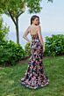 Mori Lee 49150 Beaded Slit Strapless Floral Sequin Dress