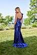 Mori Lee 49165 Sheer Corset Floral Strap Metallic Dress